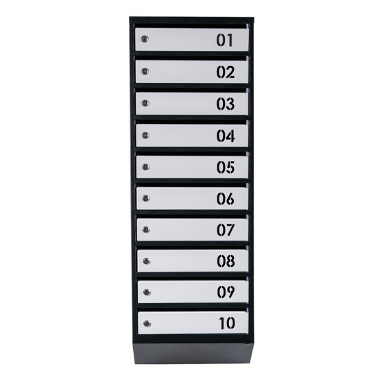 Mailbox for 10 apartments (YP-10-B black-gray)