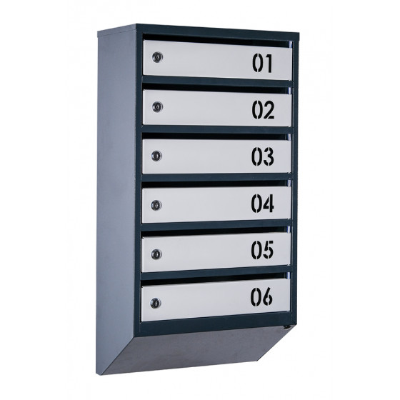 Mailbox for 6 apartments (YP-06-B anthracite-gray)