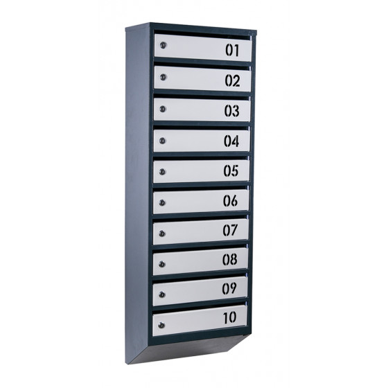 Mailbox for 10 apartments (YP-10-B anthracite-gray)