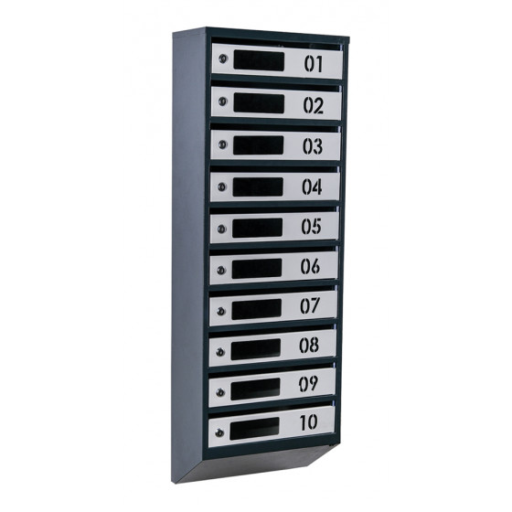 Ящик почтовый на 10 квартир (ЯП-10-D антрацитово-серый)