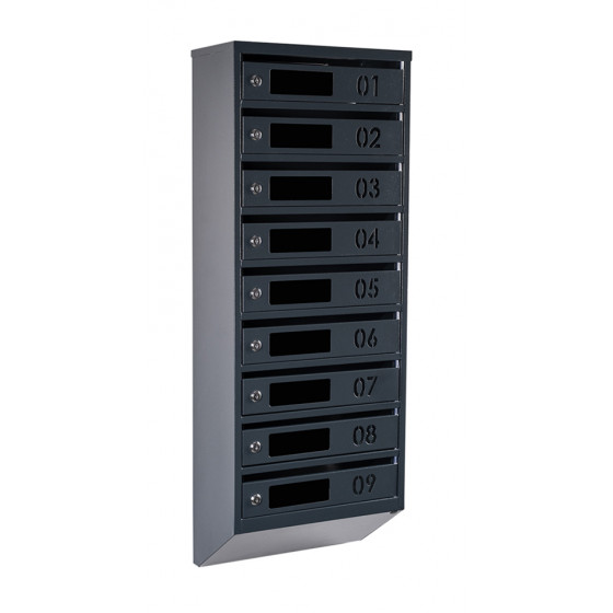 Mailbox for 9 apartments (YP-09-D anthracite)