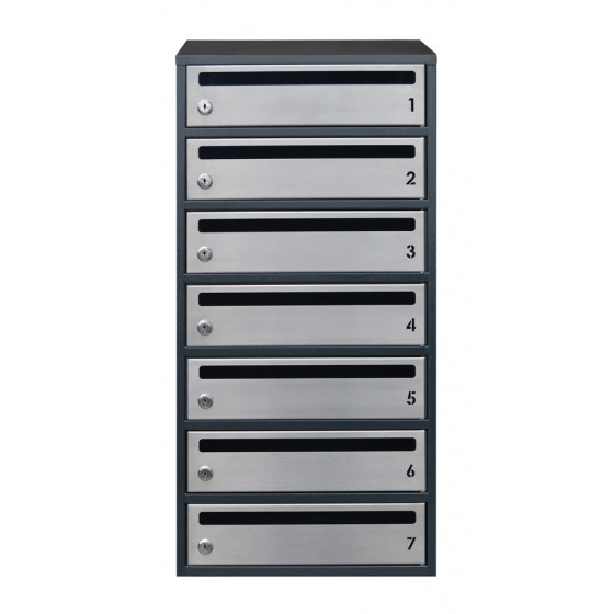 Mailbox for 7 apartments anthracite (E2-F stainless steel)