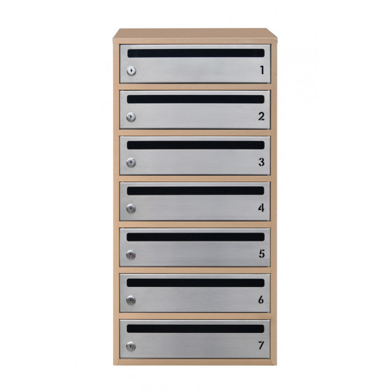 Mailbox for 7 apartments beige (E2-F stainless steel)