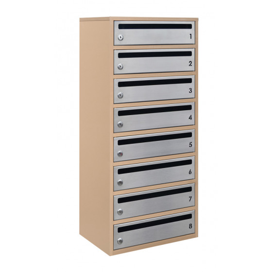 Mailbox for 8 apartments beige (E2-F stainless steel)