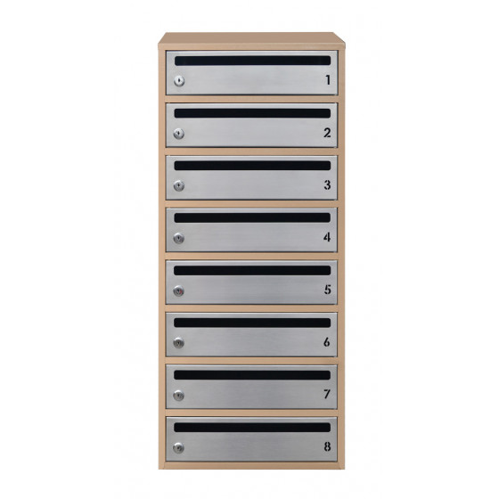 Mailbox for 8 apartments beige (E2-F stainless steel)