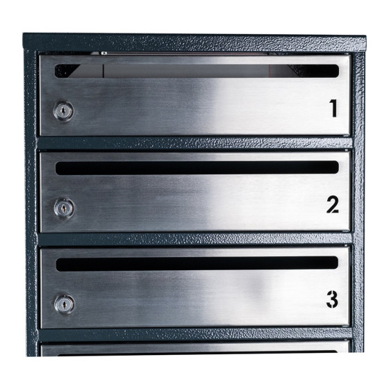 Mailbox for 3 apartments anthracite (E1-F stainless steel)