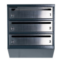 Mailbox for 3 apartments anthracite (E1-F stainless steel)