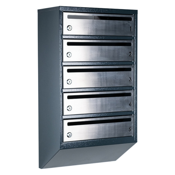 Mailbox for 5 apartments anthracite (E1-F stainless steel)