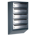 Mailbox for 5 apartments anthracite (E1-F stainless steel)