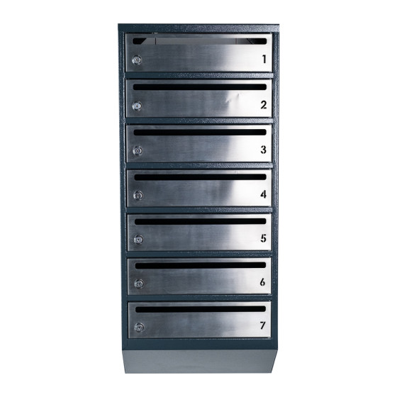 Mailbox for 7 apartments anthracite (E1-F stainless steel)