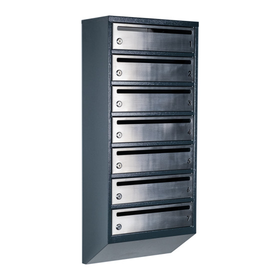 Mailbox for 7 apartments anthracite (E1-F stainless steel)