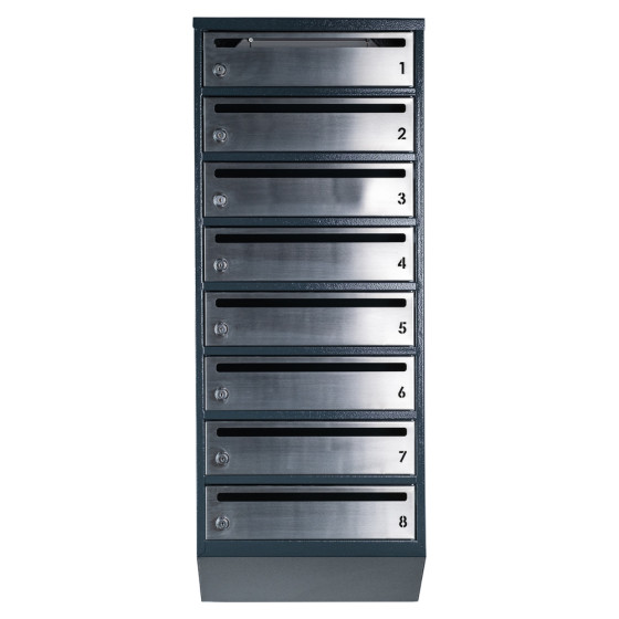 Mailbox for 8 apartments anthracite (E1-F stainless steel)