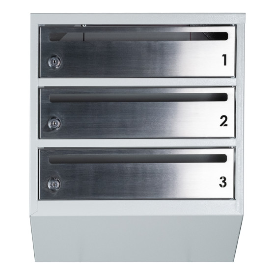 Mailbox for 3 apartments gray (E1-F stainless steel)