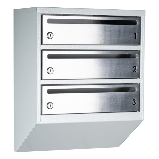 Mailbox for 3 apartments gray (E1-F stainless steel)