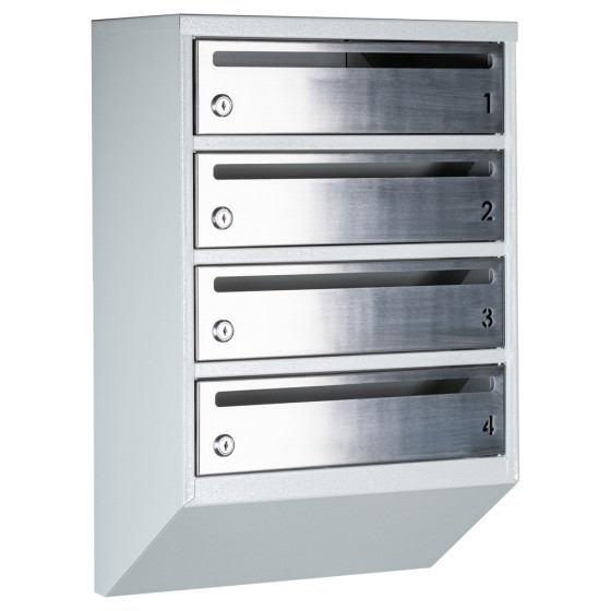 Mailbox for 4 apartments gray (E1-F stainless steel)