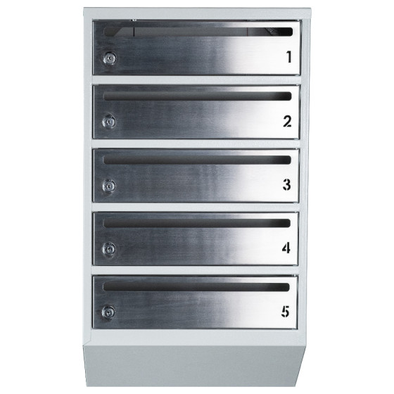 Mailbox for 5 apartments gray (E1-F stainless steel)