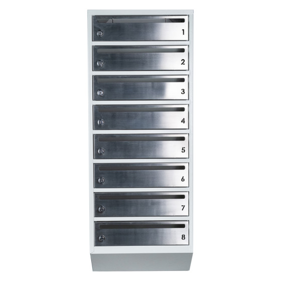 Mailbox for 8 apartments gray (E1-F stainless steel)