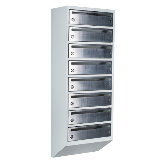 Mailbox for 8 apartments gray (E1-F stainless steel)