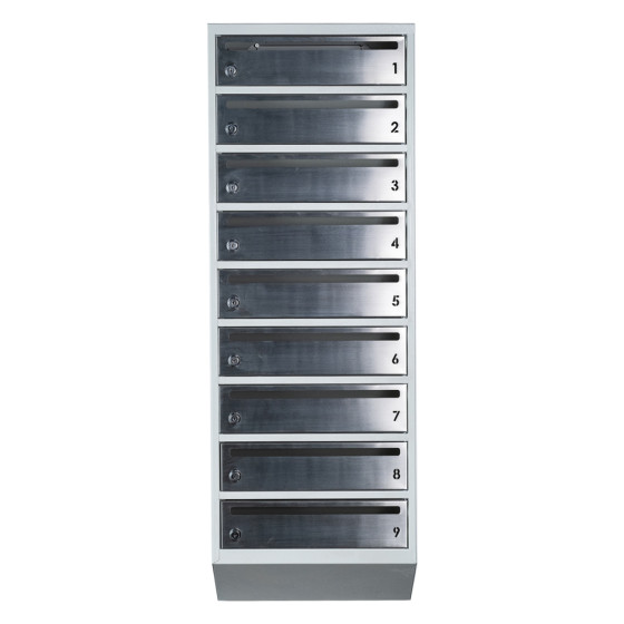 Mailbox for 9 apartments gray (E1-F stainless steel)
