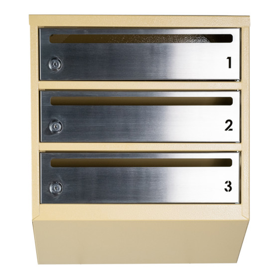 Mailbox for 3 apartments beige (E1-F stainless steel)