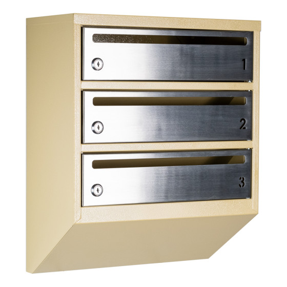 Mailbox for 3 apartments beige (E1-F stainless steel)