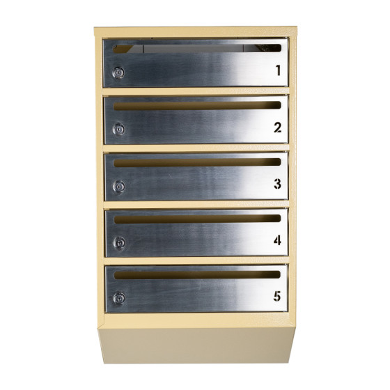 Mailbox for 5 apartments beige (E1-F stainless steel)