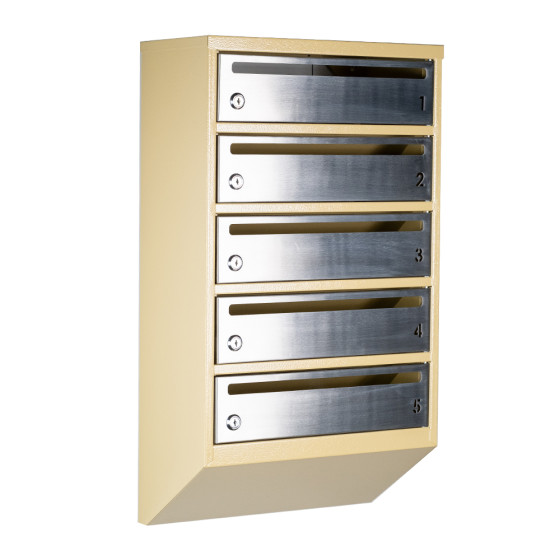 Mailbox for 5 apartments beige (E1-F stainless steel)