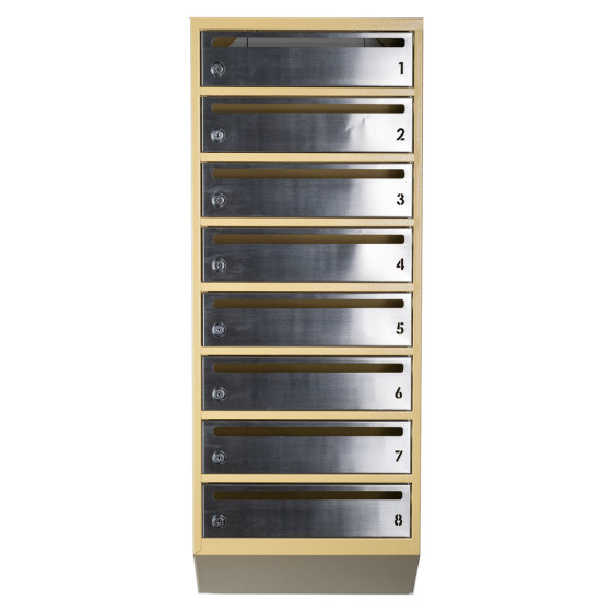 Mailbox for 8 apartments beige (E1-F stainless steel)