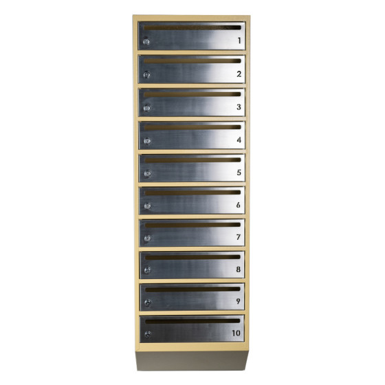 Mailbox for 10 apartments beige (E1-F stainless steel)