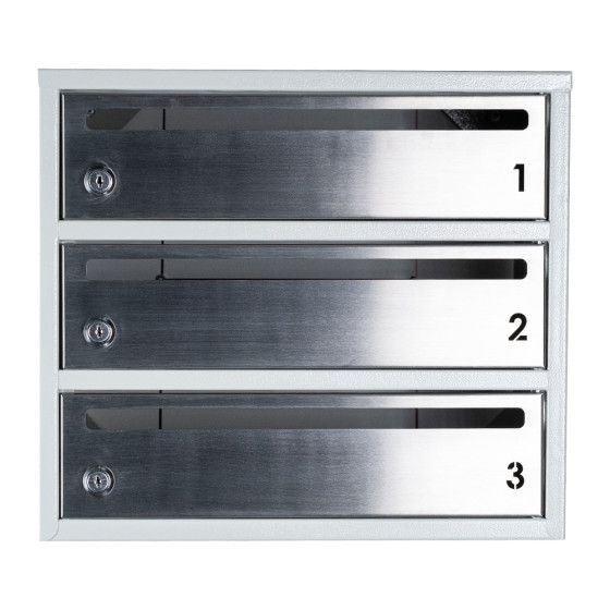 Mailbox for 3 apartments gray (E2-F stainless steel)