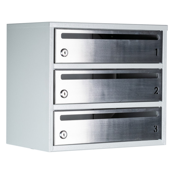 Mailbox for 3 apartments gray (E2-F stainless steel)