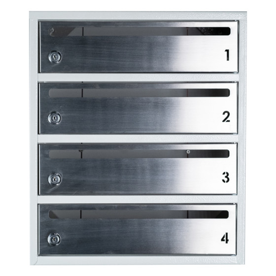 Mailbox for 4 apartments gray (E2-F stainless steel)