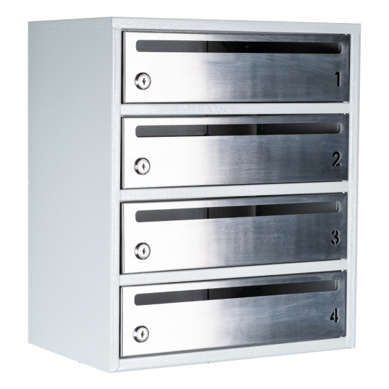 Mailbox for 4 apartments gray (E2-F stainless steel)