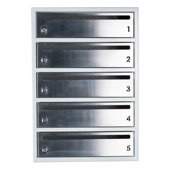 Mailbox for 5 apartments gray (E2-F stainless steel)
