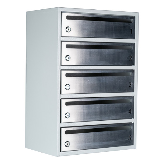 Mailbox for 5 apartments gray (E2-F stainless steel)