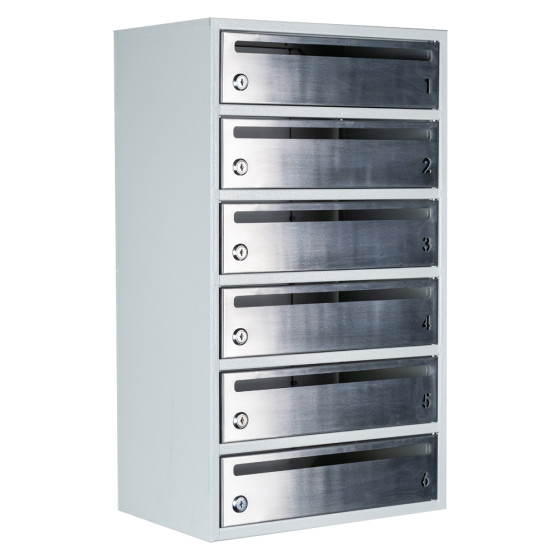 Mailbox for 6 apartments gray (E2-F stainless steel)