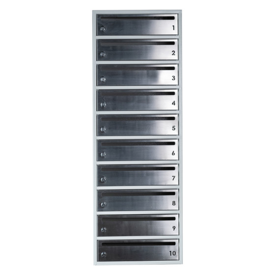 Mailbox for 10 apartments gray (E2-F stainless steel)