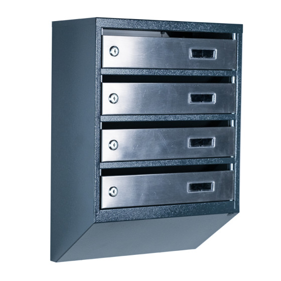 Mailbox for 4 apartments (YP-04-A anthracite stainless steel)