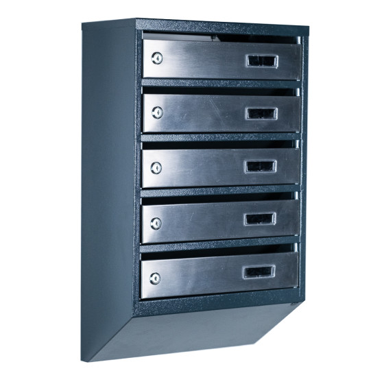 Mailbox for 5 apartments (YP-05-A anthracite stainless steel)