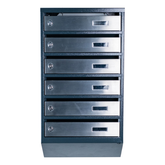 Mailbox for 6 apartments (YP-06-A anthracite stainless steel)