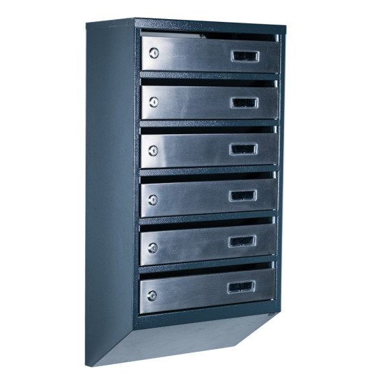Mailbox for 6 apartments (YP-06-A anthracite stainless steel)