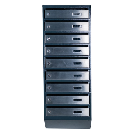 Mailbox for 9 apartments (YP-09-A anthracite stainless steel)