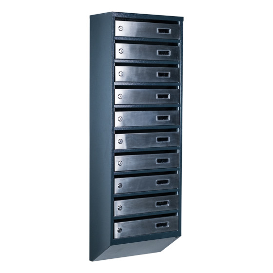 Mailbox for 10 apartments (YP-10-A anthracite stainless steel)