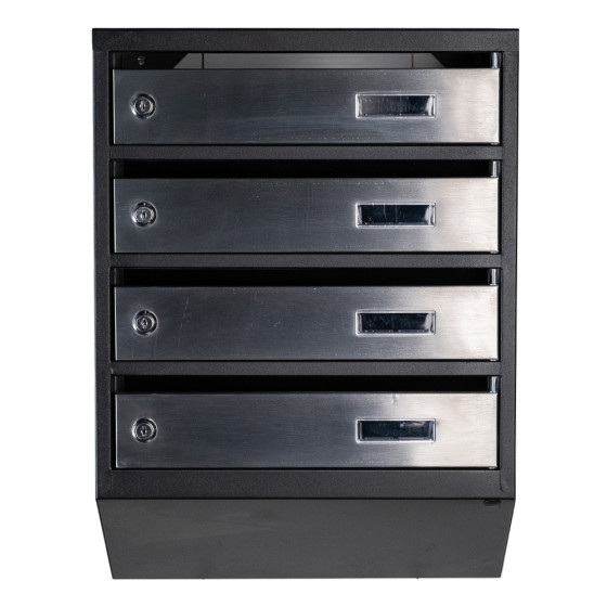 Mailbox for 4 apartments (YP-04-A black stainless steel)