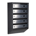 Mailbox for 5 apartments (YP-05-A black stainless steel)