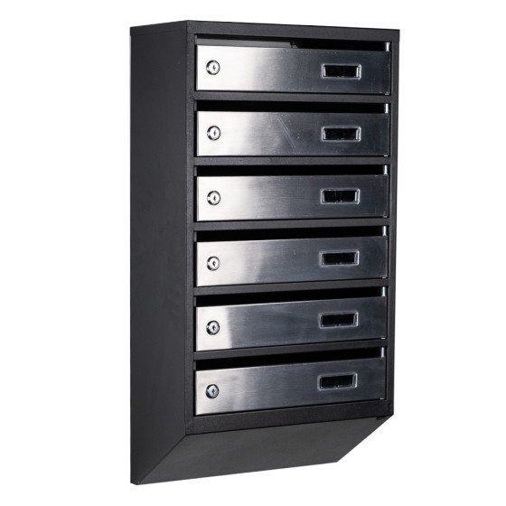 Mailbox for 6 apartments (YP-06-A black stainless steel)