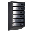 Mailbox for 6 apartments (YP-06-A black stainless steel)