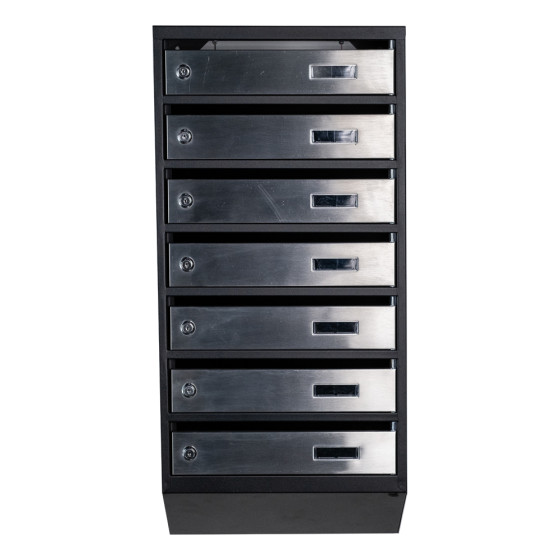 Mailbox for 7 apartments (YP-07-A black stainless steel)