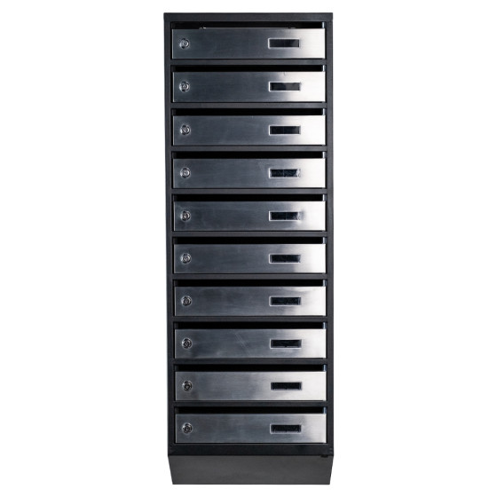 Mailbox for 10 apartments (YP-10-A black stainless steel)