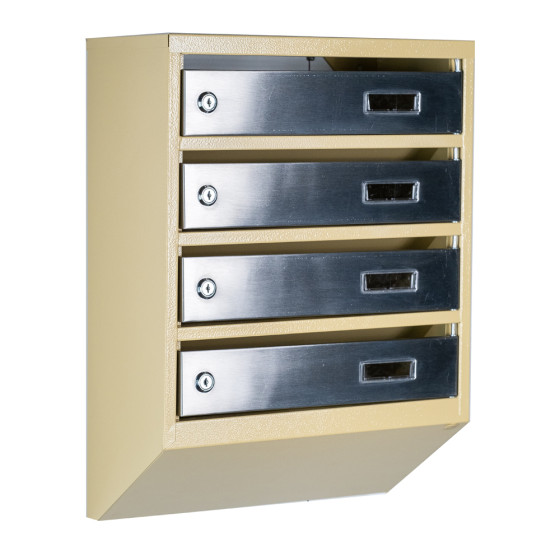Mailbox for 4 apartments (YP-04-A beige stainless steel)